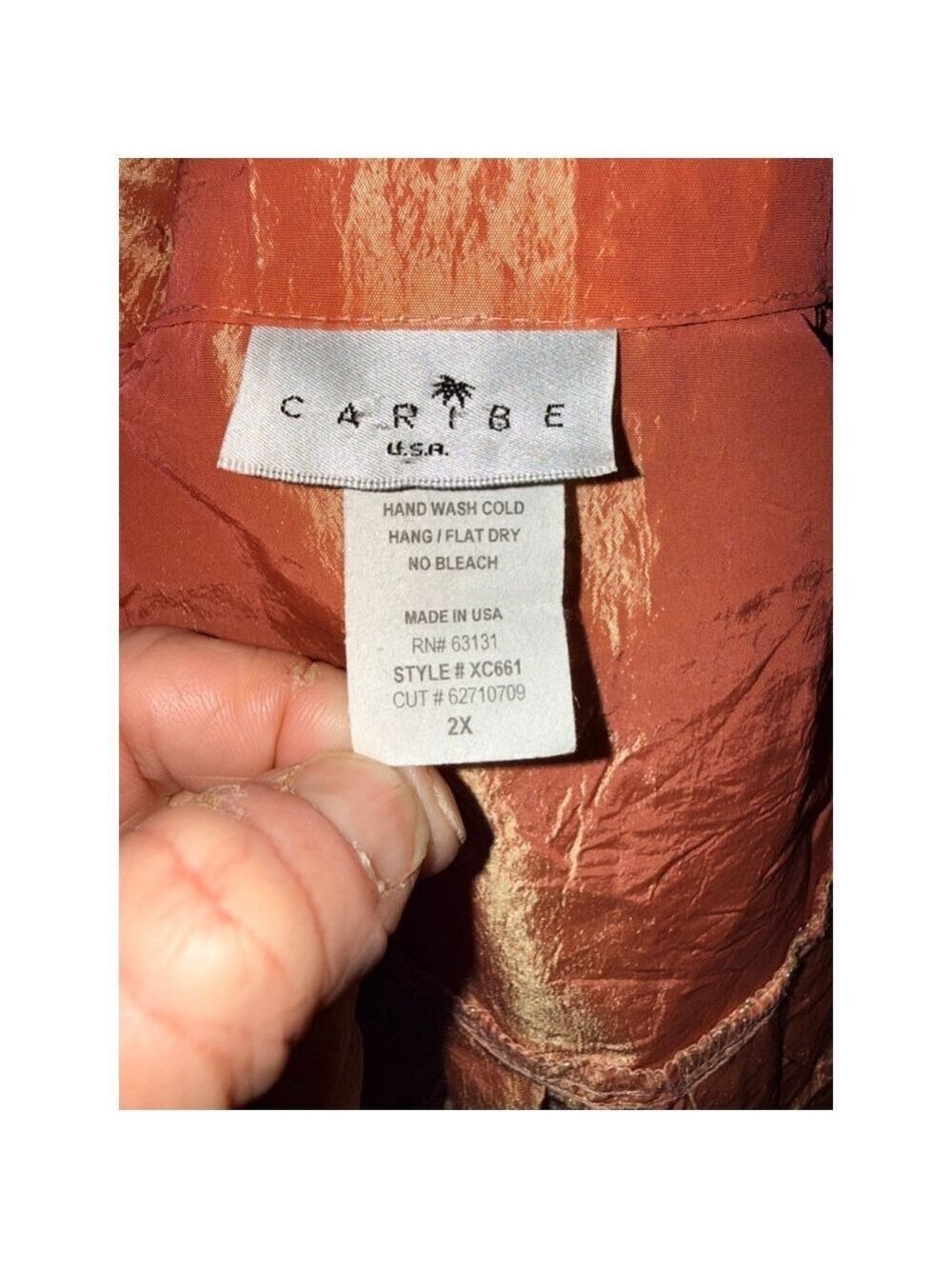 A. B. Lambdin jacket size 2X orange ruffles USA big buttons - Picture 6 of 12